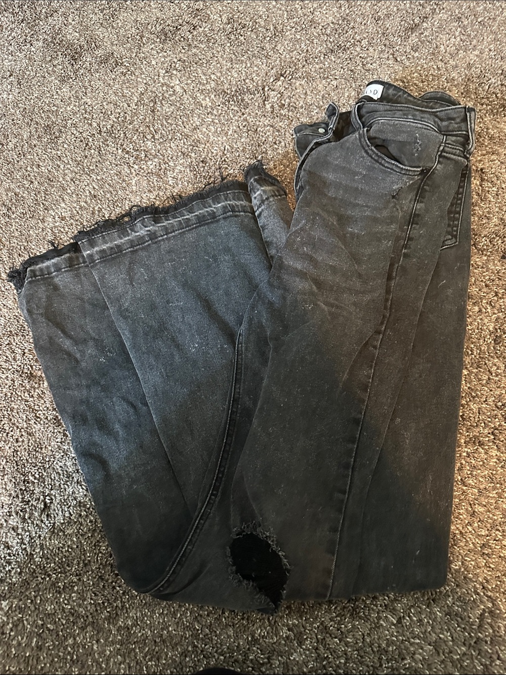 Cello Black Wide-Leg Distressed Jeans